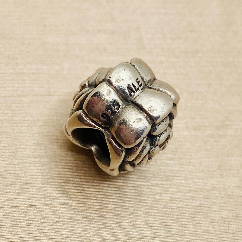 EUC Pandora 790575CZS Sterling Silver Blooming Rose Bead with Salmon Zirconia - Picture 5 of 6